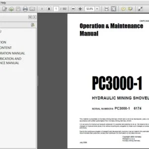 KOMATSU PC3000-1 HYDRAULIC MINING SHOVEL Operation & Maintenance Manual (SN:PC3000-1 6174) KOMATSU PC3000-1 - PDF DOWNLOAD