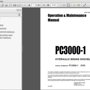 KOMATSU PC3000-1 HYDRAULIC MINING SHOVEL Operation & Maintenance Manual (SN:PC3000-1 6193) KOMATSU PC3000-1 - PDF DOWNLOAD