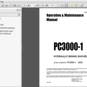 KOMATSU PC3000-1 HYDRAULIC MINING SHOVEL Operation & Maintenance Manual (SN:PC3000-1 6225) KOMATSU PC3000-1 - PDF DOWNLOAD