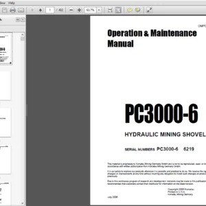 KOMATSU PC3000-6 HYDRAULIC MINING SHOVEL Operation & Maintenance Manual (SN: PC3000-6-6219) - PDF Download