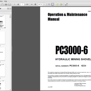 KOMATSU PC3000-6 HYDRAULIC MINING SHOVEL Operation & Maintenance Manual (SN:PC3000-6 6224) - PDF Download