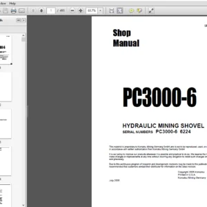 KOMATSU PC3000-6 HYDRAULIC MINING SHOVEL SERVICE REPAIR MANUAL (SN: PC3000-6 6224) - PDF Download