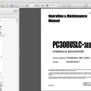 KOMATSU PC308USLC-3E0 HYDRAULIC EXCAVATOR Operation & Maintenance Manual (SN:30001- 30257) - PDF DOWNLOAD