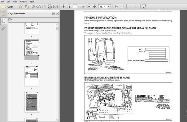 KOMATSU PC308USLC-3E0 HYDRAULIC EXCAVATOR Operation & Maintenance ...