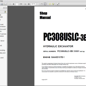 KOMATSU PC308USLC-3E0 HYDRAULIC EXCAVATOR SERVICE REPAIR MANUAL - PDF DOWNLOAD