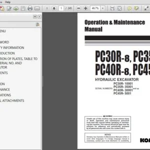 KOMATSU PC30R-8, PC35R-8 PC40R-8, PC45R-8 HYDRAULIC EXCAVATOR OPERATION & MAINTENANCE MANUAL (SEAM015301) - PDF DOWNLOAD