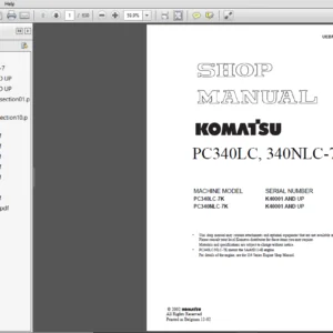 KOMATSU PC340LC, 340NLC-7K SERVICE REPAIR MANUAL - PDF Download
