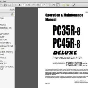 KOMATSU PC35R-8 PC45R-8 DELUXE HYDRAULIC EXCAVATOR OPERATION & MAINTENANCE MANUAL (WEAM003202) - PDF DOWNLOAD