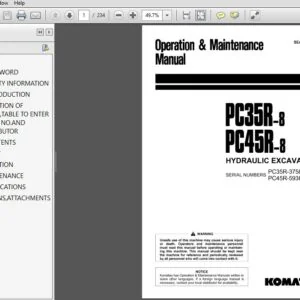KOMATSU PC35R-8 PC45R-8 HYDRAULIC EXCAVATOR OPERATION & MAINTENANCE MANUAL (SEAM015304T) - PDF DOWNLOAD
