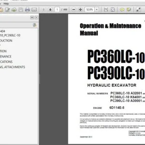 KOMATSU PC360LC-10 PC390LC-10 HYDRAULIC EXCAVATOR Operation & Maintenance Manual (CEAM025404) KOMATSU PC360LC-10 PC390LC-10 - pdf download
