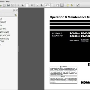 KOMATSU PC400-8 PC400LC-8 PC450-8 PC450LC-8 HYDRAULIC EXCAVATOR OPERATION & MAINTENANCE MANUAL (TEN00336-01) - PDF DOWNLOAD