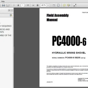 KOMATSU PC4000-6 HYDRAULIC MINING SHOVEL FIELD ASSEMBLY MANUAL - PDF Download