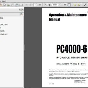 KOMATSU PC4000-6 HYDRAULIC MINING SHOVEL Operation & Maintenance Manual (SN:PC400 -6 8155) KOMATSU PC4000-6 - PDF DOWNLOAD