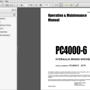 KOMATSU PC4000-6 HYDRAULIC MINING SHOVEL Operation & Maintenance Manual (SN:8170) KOMATSU PC4000 6 - PDF DOWNLOAD
