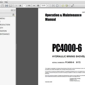 KOMATSU PC4000-6 HYDRAULIC MINING SHOVEL Operation & Maintenance Manual (SN:8172) KOMATSU PC4000 6 - PDF DOWNLOAD