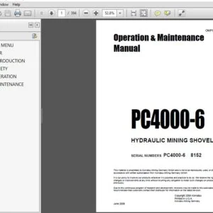KOMATSU PC4000-6 HYDRAULIC MINING SHOVEL Operation & Maintenance Manual (SN:PC4000-6 8152) KOMATSU PC4000-6 - PDF DOWNLOAD