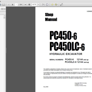 KOMATSU PC450- 6 PC450LC-6 HYDRAULIC EXCAVATOR SERVICE REPAIR MANUAL (UEBM000100) - PDF DOWNLOAD
