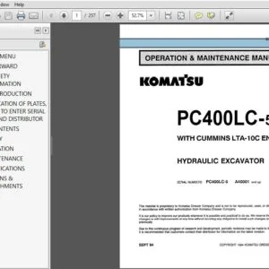 KOMATSU PC400LG5 WITH CUMMINS LTA-IOC ENGINE HYDRAULIC EXCAVATOR OPERATION & MAINTENANCE MANUAL KOMATSU PC400LG5 - PDF DOWNLOAD