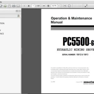 KOMATSU PC5500-6 HYDRAULIC MINING SHOVEL OPERATION & MAINTENANCE MANUAL (SN:15012 & 15013) - PDF DOWNLOAD