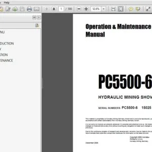 KOMATSU PC5500-6 HYDRAULIC MINING SHOVEL OPERATION & MAINTENANCE MANUAL (SN:PC5500-6 15025) KOMATSU PC5500-6 - PDF DOWNLOAD
