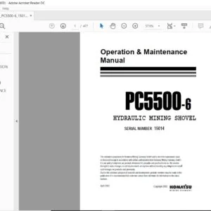 KOMATSU PC5500-6 HYDRAULIC MINING SHOVEL Operation & Maintenance Manual (SN:15014) KOMATSU PC5500-6 - PDF DOWNLOAD
