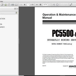 KOMATSU PC5500-6 HYDRAULIC MINING SHOVEL Operation & Maintenance Manual (SN:15052 and up) KOMATSU PC5500-6 - PDF DOWNLOAD