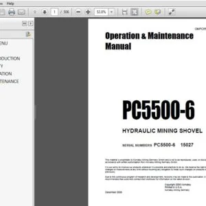 KOMATSU PC5500-6 HYDRAULIC MINING SHOVEL Operation & Maintenance Manual (SN:PC5500-6 15027) KOMATSU PC5500-6 - PDF DOWNLOAD