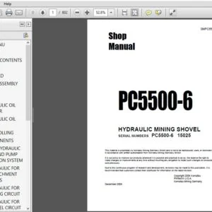 KOMATSU PC5500-6 HYDRAULIC MINING SHOVEL SERVICE REPAIR MANUAL (SN:15025) KOMATSU PC5500 6 - PDF DOWNLOAD