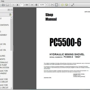 KOMATSU PC5500-6 HYDRAULIC MINING SHOVEL SERVICE REPAIR MANUAL (SN:15027) - PDF DOWNLOAD