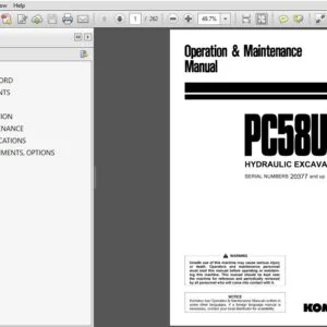 KOMATSU PC58UU-3 HYDRAULIC EXCAVATOR OPERATION & MAINTENANCE MANUAL (SN:20377 & UP) KOMATSU PC58UU-3 - PDF DOWNLOAD