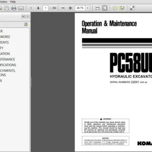 KOMATSU PC58UU-3 HYDRAULIC EXCAVATOR OPERATION & MAINTENANCE MANUAL (SN:22001 & UP) KOMATSU PC58UU 3 - PDF DOWNLOAD