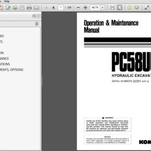 KOMATSU PC58UU-3 HYDRAULIC EXCAVATOR OPERATION & MAINTENANCE MANUAL (SN:22301 & UP) KOMATSU PC58UU-3 - PDF DOWNLOAD