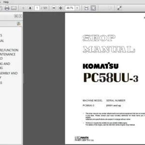 KOMATSU PC58UU-3 SERVICE REPAIR MANUAL (SN:20001 & UP) KOMATSU PC58UU 3 - PDF DOWNLOAD