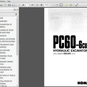 KOMATSU PC60-6 CUSTOM HYDRAULIC EXCAVATOR OPERATION & MAINTENANCE MANUAL (SN:34101 & UP) KOMATSU PC60-6 - PDF DOWNLOAD