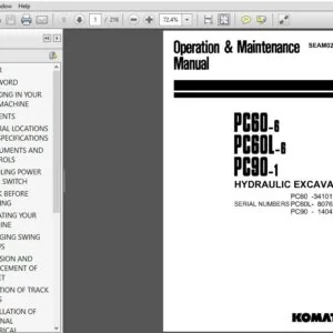 KOMATSU PC60-6 PC60L-6 PC90-1 HYDRAULIC EXCAVATOR OPERATION & MAINTENANCE MANUAL (SEAM02010604) - PDF DOWNLOAD