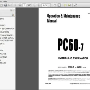 KOMATSU PC60-7 HYDRAULIC EXCAVATOR OPERATION & MAINTENANCE MANUAL (SN:45001 & UP) KOMATSU PC60-7 - PDF DOWNLOAD