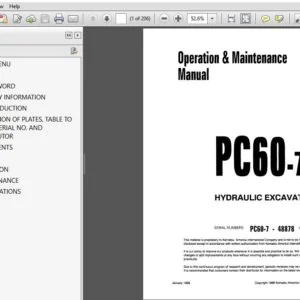 KOMATSU PC60-7 HYDRAULIC EXCAVATOR OPERATION & MAINTENANCE MANUAL (SN:48878 & UP) KOMATSU PC60 7 - PDF DOWNLOAD
