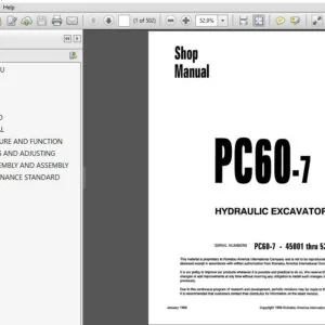 KOMATSU PC60-7 HYDRAULIC EXCAVATOR SERVICE REPAIR MANUAL (SN:45001 THRU 52373) KOMATSU PC60-7 - PDF DOWNLOAD
