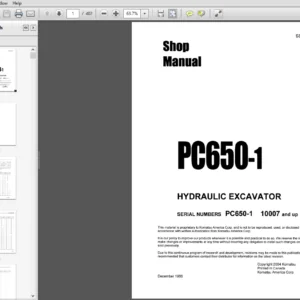 KOMATSU PC650-1 HYDRAULIC EXCAVATOR SERVICE REPAIR MANUAL (SEBM0209A04) - PDF DOWNLOAD