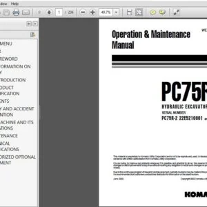 KOMATSU PC75R-2 HYDRAULIC EXCAVATOR OPERATION & MAINTENANCE MANUAL (SN:22E5210001 and up) KOMATSU PC75R-2 - PDF DOWNLOAD