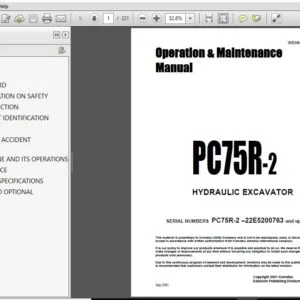 KOMATSU PC75R-2 HYDRAULIC EXCAVATOR Operation & Maintenance Manual (SN:PC75R-2 –22E5200763 and up) KOMATSU PC75R-2 - PDF DOWNLOAD