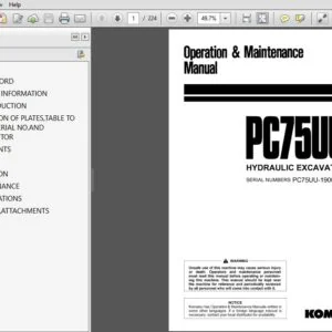 KOMATSU PC75UU-3 HYDRAULIC EXCAVATOR OPERATION & MAINTENANCE MANUAL (SN:19001 & UP) KOMATSU PC75UU-3 - PDF DOWNLOAD