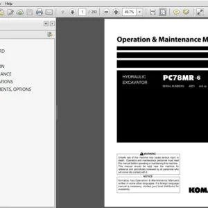 KOMATSU PC78MR-6 HYDRAULIC EXCAVATOR OPERATION & MAINTENANCE MANUAL (SN:4001 & UP) KOMATSU PC78MR 6 - PDF DOWNLOAD