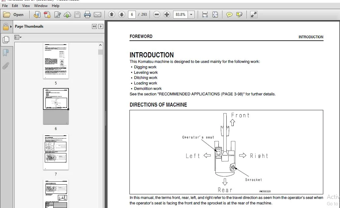 KOMATSU PC78MR-6 HYDRAULIC EXCAVATOR OPERATION & MAINTENANCE MANUAL (SN:4001 & UP) KOMATSU PC78MR 6 - PDF DOWNLOAD - Image 3