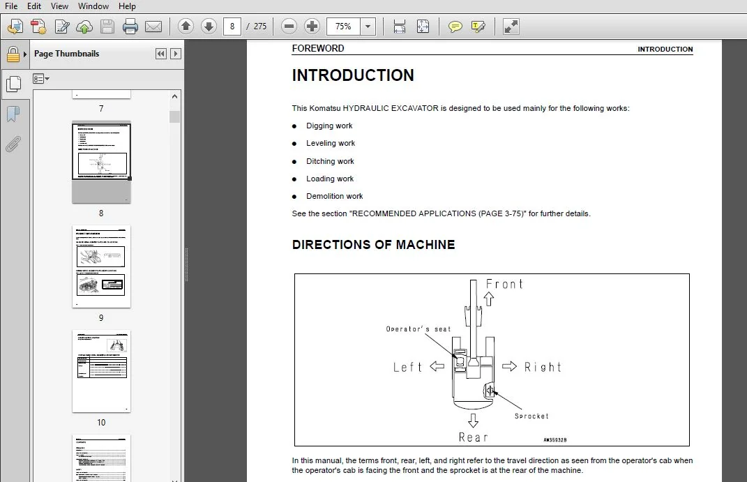 KOMATSU PC78US-5 HYDRAULIC EXCAVATOR OPERATION & MAINTENANCE MANUAL (SN:1001 and up) KOMATSU PC78US 5 - PDF DOWNLOAD - Image 2