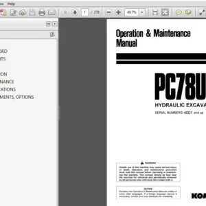 KOMATSU PC78US-6 HYDRAULIC EXCAVATOR OPERATION & MAINTENANCE MANUAL (SN:4001 & UP) KOMATSU PC78US-6 - PDF DOWNLOAD