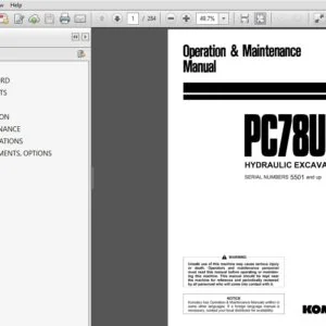 KOMATSU PC78US-6 HYDRAULIC EXCAVATOR OPERATION & MAINTENANCE MANUAL (SN:5501 & UP) - PDF DOWNLOAD
