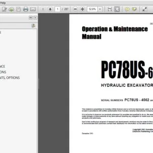 KOMATSU PC78US-6 HYDRAULIC EXCAVATOR Operation & Maintenance Manual (SN:PC78US - 4562 & up) - PDF DOWNLOAD