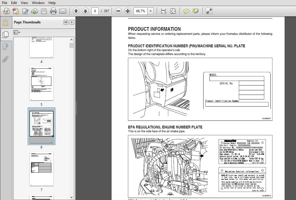 KOMATSU PC78US-8 HYDRAULIC EXCAVATOR OPERATION & MAINTENANCE MANUAL (SN:15001 & UP) KOMATSU PC78US 8 - PDF DOWNLOAD - Image 4