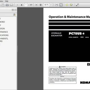 KOMATSU PC78US-8 HYDRAULIC EXCAVATOR OPERATION & MAINTENANCE MANUAL (SN:16029 & UP) KOMATSU PC78US 8 - PDF DOWNLOAD